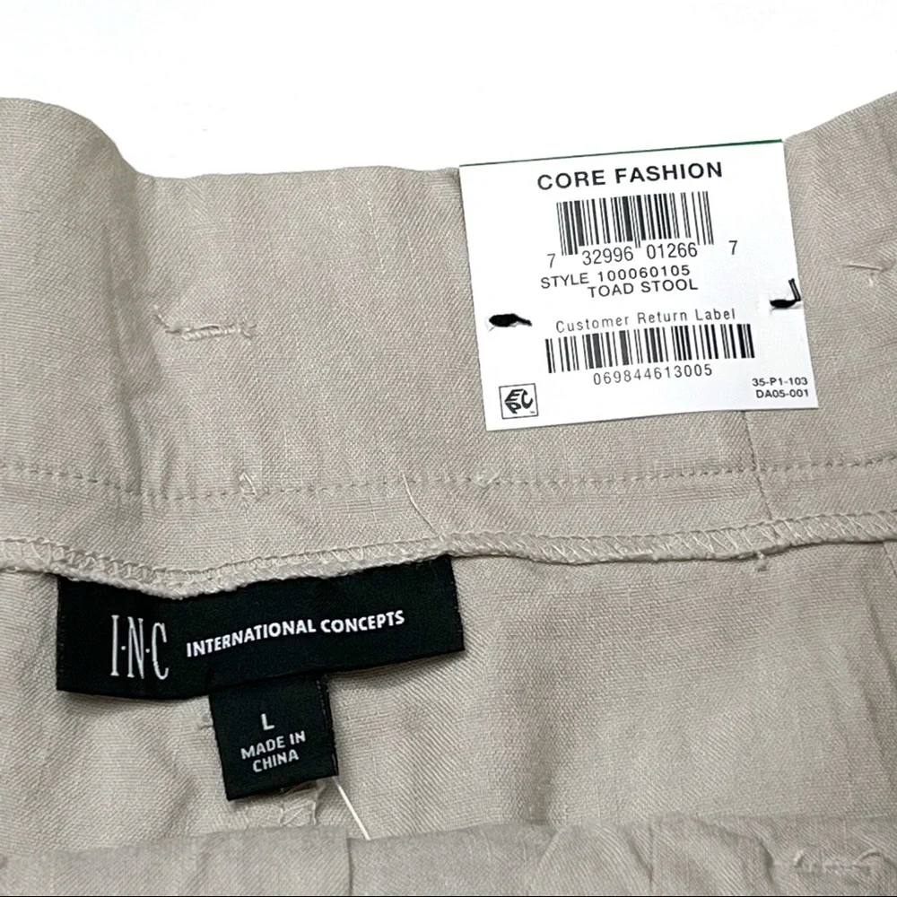 INC. Paper Bag Waist Linen Blend Shorts Core Fashion Size Large